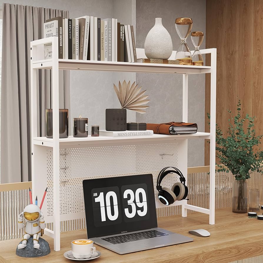 Amazon.co.jp: GOOFCXO デスク 棚 90cm デスク上収納ラック 3層